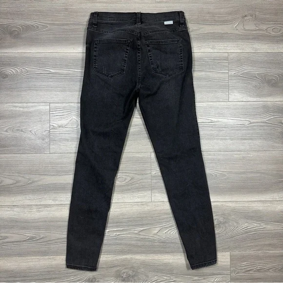 Boyish Black Distressed Denim Riley Skinny Jeans with Split Hem - SIZE 6/28 - Picture 3 of 3